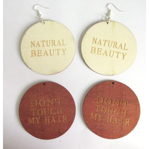 Free Shipping! 7pairs/lot Don't Touch My Hair Word Wood Earrings
