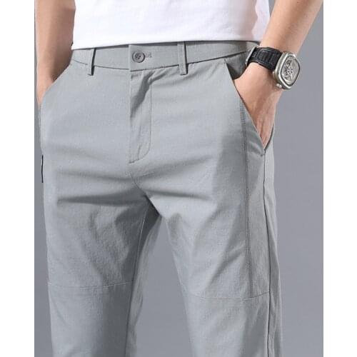 Mens Suit Pants Office Classic 2021 Summer Trousers for Men Formal Men Dresss Trousers Clothing Korea Style Slim Elastic Waist