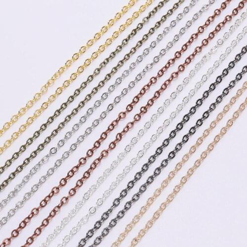 5m/lot Width 1.5 2.0 2.5 mm Gold Copper Oval Link Bulk Brass Necklace Chain For DIY Jewelry Making Material Finding Accessories