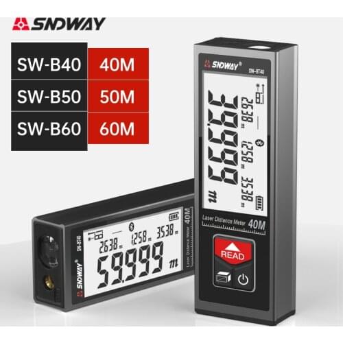 SNDWAY Laser Rangefinder Handheld Laser Distance Meter 40M 50M 60M Segment LCD Digital Display Electronic Laser Tape Measure