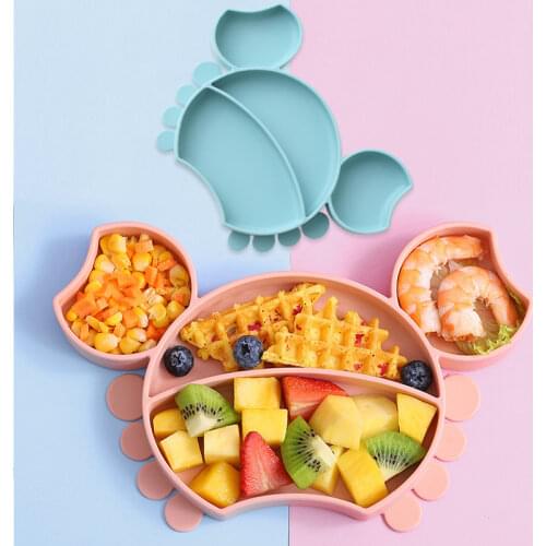 Baby Silicone Plate Kids Bowl Cartoon Plates Baby Feeding Silicone Bowl Baby Silica Gel Dishes Kids Tableware