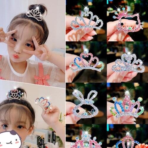 Children Tiaras and Crowns Small Kids Girls Rhinestone Crystal Crown Heart Princess Party Accessiories Fashion