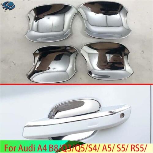 Chrome Door Handle Bowl Cover For Audi A4 B8/Q3/Q5/S4/ A5/ S5/ RS5/ Car Styling Trim ABS Plastics Accessories DQ-046
