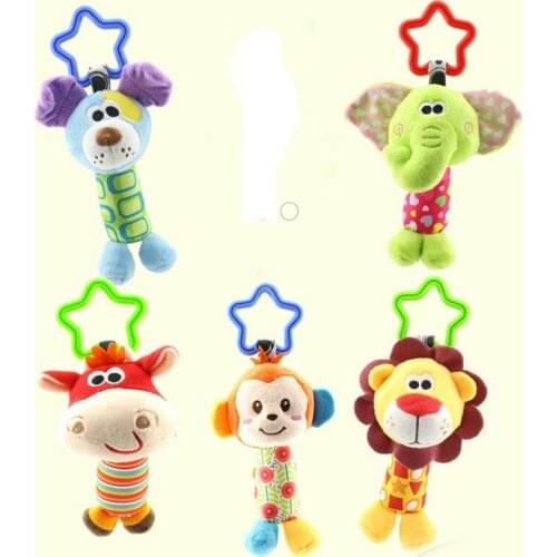 Newborn Baby Toys 0-12 Months Cartoon Animal Baby Plush Rattle Mobile Bell Toy Infant Toddler Early Educational Toys Stroller