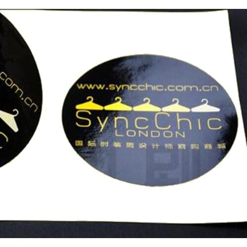 Customized stickers Color printing on Shining gloss black Plastic waterproof and oilproof PVC material, Item No. CU62