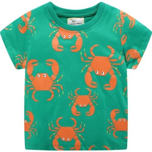 Jumping meters Animals Summer Boys Girls T shirts Crabs Printed Cotton Baby Clothes Tees Boys Tops