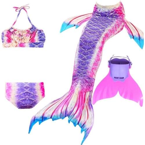 Girls Monofin Mermaid Tails Swimsuit Cosplay Costume Material Kids Babys Swimming Wear Flipper Swimmablie Bikini For Children
