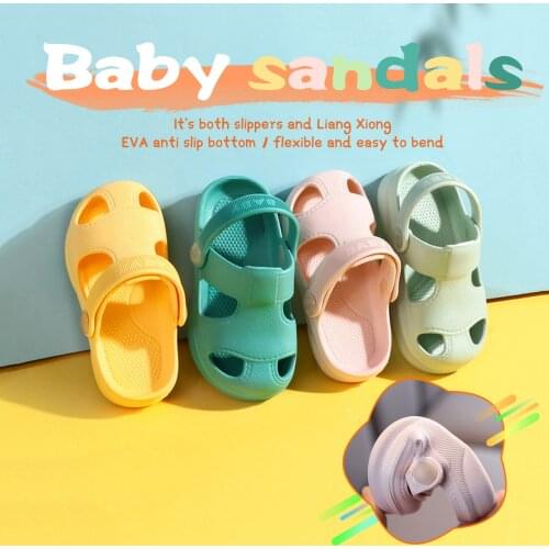 Summer Childrens Slippers Goft Soled Shoes For Kids Toddler Baby Outdoor EVA Cartoon Cute Flat Heels Boys Girls Beach Sandals