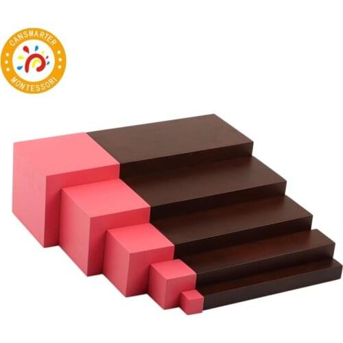 Montessori Materials Pink Tower 5 steps and Brown Stairs 5 steps Blocks Early Education Children Toy