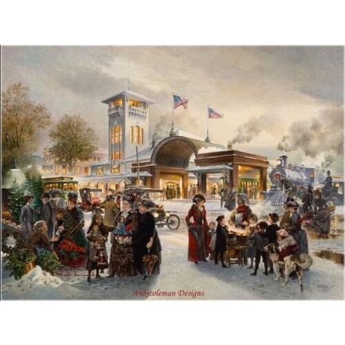 Counted Cross Stitch Kits Needlework - Crafts 14 ct Aida DMC Color DIY Arts Handmade Home Decor - Home for the Holidays