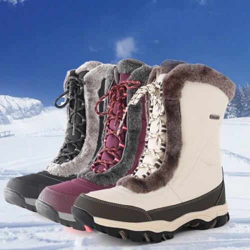2021 New Winter Snow Boots Plus Velvet Warm Ski Shoes Large Size Outdoor Snowboard Shoes Mid-Tube Boots