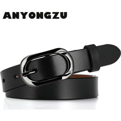 2020 new ladies cowhide beltleather belt leisure fashionfine style high quality denim Red and black in brown bright 100 105 115