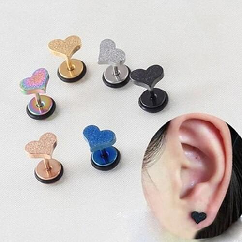 Unisex Titanium Stainless Steel Mini Heart Shape Ear Studs Drop Fashion Earrings