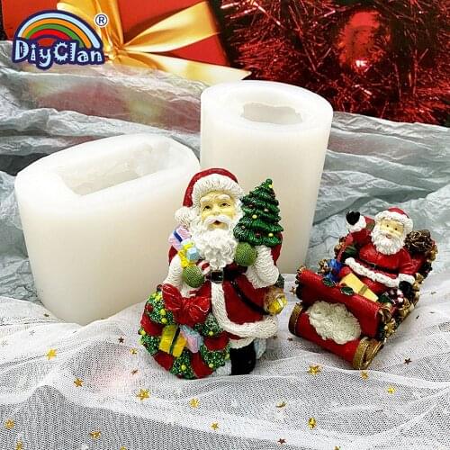 BIG size Santa Claus Silicone molds for cake decoration 3D Father Christmas salt sculpture form candle mold S0469SD20
