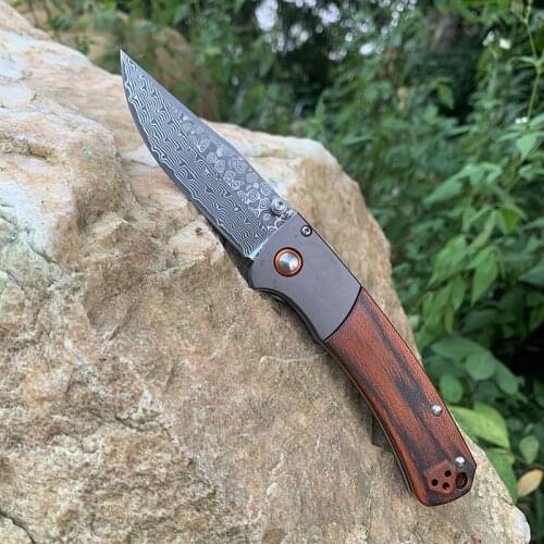 New VG10 Steel Core Damascus EDC/Pocket Knife Wood handle outdoor camping hiking knifes folding BM 15080