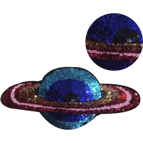 Spaceman Saturn Astral Planet Parches UFO Embroidered Iron on Patches for Clothing DIY Stripes Clothes Alien Sticker Appliques