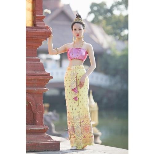 Thailand Costume Slim Sexy Wrapped Chest Tank Tops Phasin Skirt Foot Bath Salvabolsillos Horeca Thai Spa Uniforms for Women