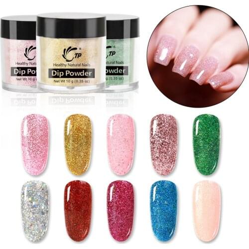 TP 10g Dipping Nail Powder System Natural Dry Pink Glitters Shining Dip Pigment Sparkling Powder Gradient Nail Art Decoration
