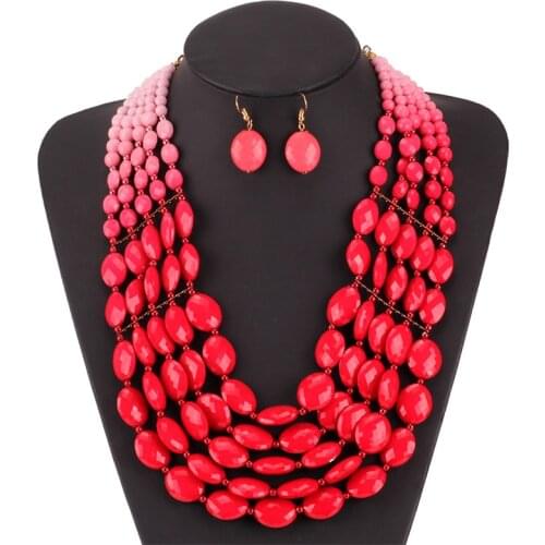 UDDEIN Nigerian Wedding Indian Jewelry Sets Bib Beads Necklace Earring Sets Statement Collar Vintage African Beads Jewelry Sets