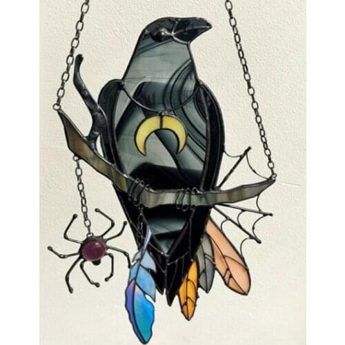 Home Decoration Mysterious Crow Witch Decoration Crafts Hanging Crow Witch Pendant Decorations Living Room Window Ornaments Art