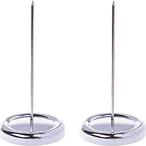 XRHYY 2Pcs Silver Color Desk Straight Rod Paper Holder Spike Stick Receipts Check Bill Fork 5-3/4inches For Office Bill Holder