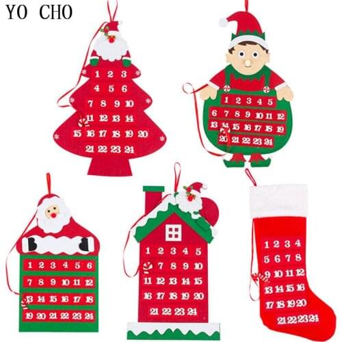 YO CHO Felt Christmas Advent Calendar DIY Detachable Santa Claus Advent Calendar Christmas Gift Choice for Kids