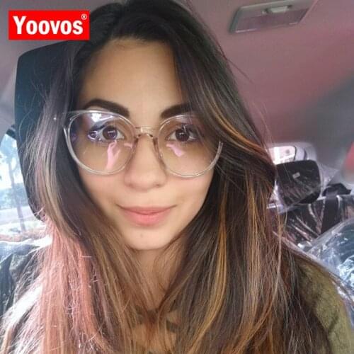 Yoovos 2021 Women Glasses Blue Light Eyeglasses Frames Vintage Round Glasses Frame Clear Lens Okulary Optical Spectacle Frame