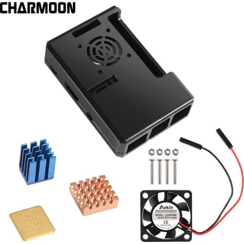 For Raspberry Pi 3 B+ Case ABS Protective Shell Removable Cover Case With Cooling Fan and heat sink For Raspberry Pi 3 B+/3/ B