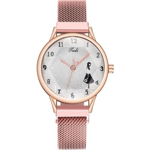 Ladies Printed Watch Fashion Ladies Formal Watch Ladies Cute Watch Luxury Rose Gold Magnet Watch Ladies Bracelet
