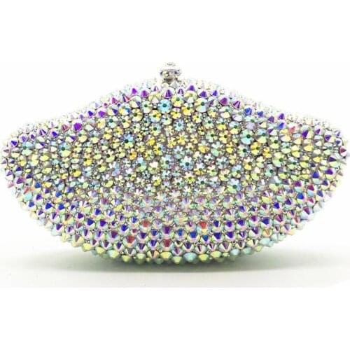 Women Bling Silver AB Crystal Clutch purse Evening bags Clutch Handbag For Women Wedding Party Diamond Minaudiere Purses wallet