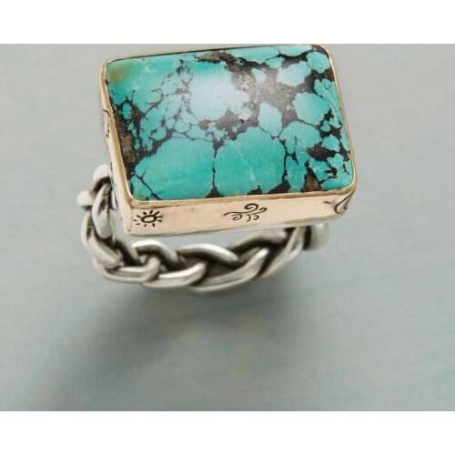 Milangirl Womens Ring Elegant Exquisite Blue Two-tone Geometric Rings for Women Anniversary Engagement Ring