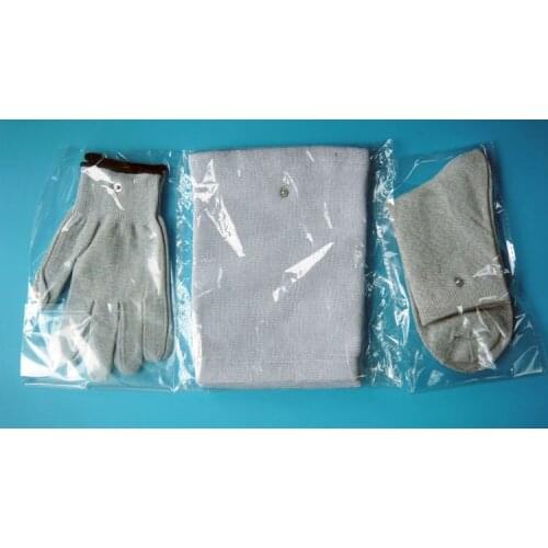 1PAIR Silver fiber physical therapy TENS socks+ 1pair TENS gloves + 1Pair TENS knee + 2 Kinds of cable for TENS EMS Units