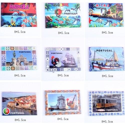 1PC 8*5.5cm Algarve Cascals Portugal Tin Paper Refrigerator Magnet Kids gift Souvenir Home Decoration Paper Fridge Magnet