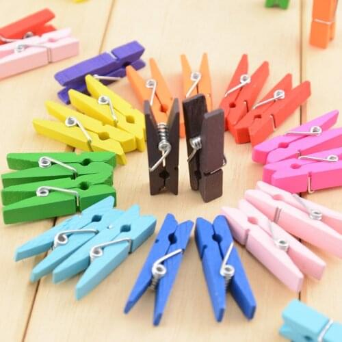 20pcs Random Mini Colored Spring Wood Clips Clothes Photo Paper Peg Pin Clothespin Craft Clips Party Decoration