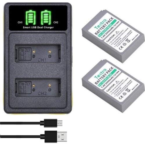 Tectra PS-BLS5 BLS-50 BLS-5 BLS5 BLS50 Battery+LCD Charger for Olympus PEN E-PL2,E-PL5,E-PL6,E-PL7,E-PM2,E-M10,E-M10 II,Stylu