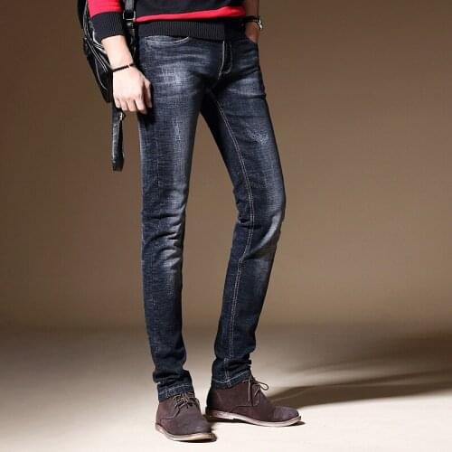 2018 Autumn winter mens straight jeans trousers mens business mens elastic jeans young mens pants tide