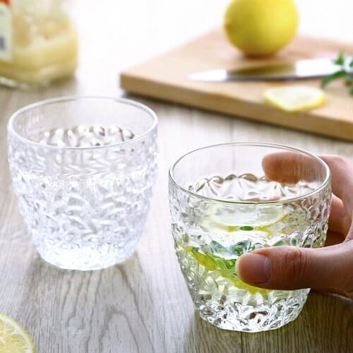 6pcs Creative Transparent Glass Cup Household Water Cup Fashion Pattern Tea Cup Juice Cup Drink Wine Cup Set