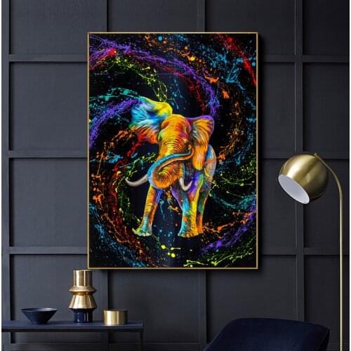 Color Elephant Owl Abstract Canvas Painting Poster Animal Wall Art Canvas Wall Pictures for Living Room Home Boys Room Decor