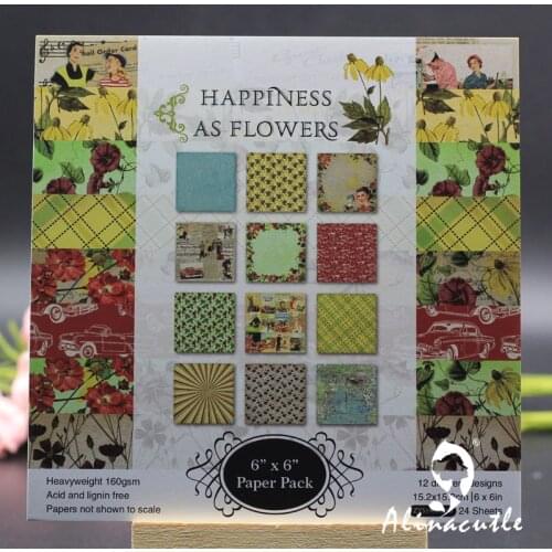 AlinaCraft 24 sheets 6"X6" patterned paper happiness Scrapbooking paper pack handmade craft paper craft Background pad