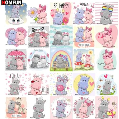 HOMFUN Square Round Drill 5D Diamond Painting Environmental Crafts Full Diamond Embroidery "Cartoon animal landscape" Home decor