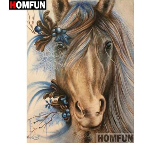 HOMFUN 5D DIY Diamond Painting Full Square/Round Drill "Animal horse" 3D Embroidery Cross Stitch gift Home Decor A00696