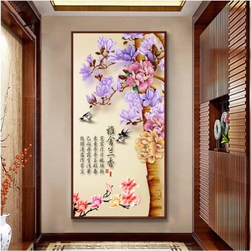 Diy 5d Sale Diamond Embroidery, Diamond Mosaic, Full, AB Beads, Magnolia, Peony, Diamond Painting Cross Stitch, Decoration, Gift