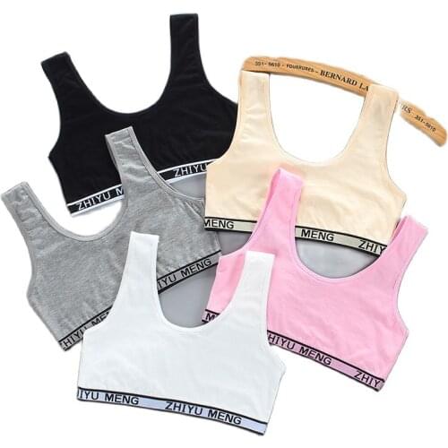 5pcs/lot Teenage Girls Training Bras Young Girl Bra Underwear Solid Cotton Letter Print Underclothes For Children Kids Brassiere