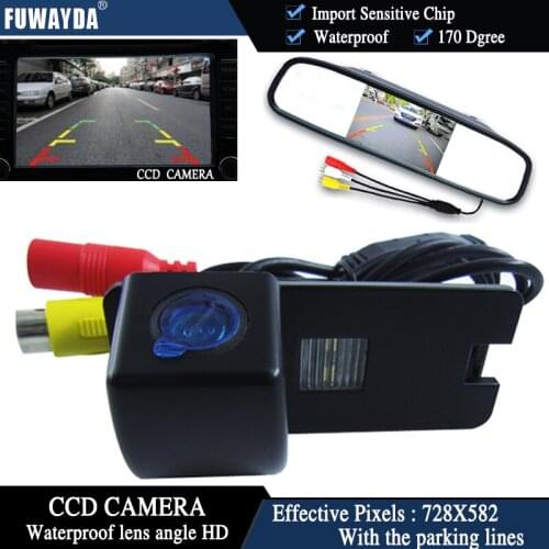 FUWAYDA Color Car Chip Rear View Camera for Holden Commodore Holden/Commodore VY VZ VE1+4.3 Inch rearview Mirror Monitor HD