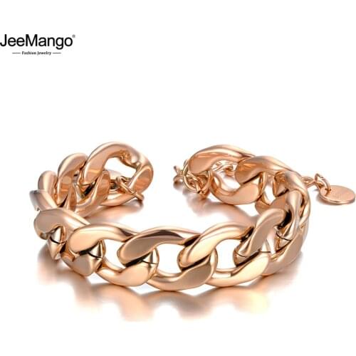 JeeMango Hiphop/Rock Titanium Stainless Steel Big Thick Chain Bracelets For Women Men Hyperbole Chain Bracelet Bangle JB20018