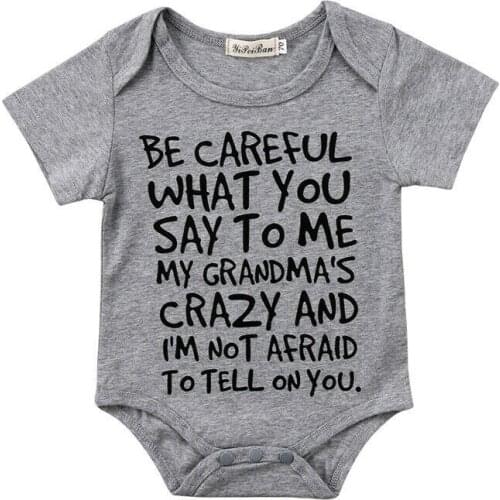 0-24M Summer Casual Letters Baby Boy Girls Bodysuits Be Careful Newborn Baby Clothes Short Sleeve Baby Bodysuits Jumpsuit