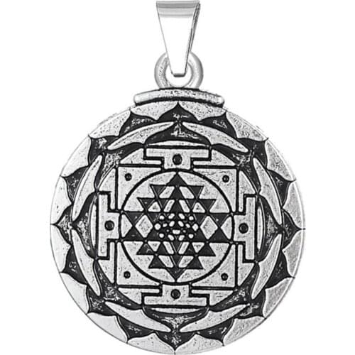 Wholesale-Chakra 3rd Eye Hindu Goddess Yoga Sri Yantra Wicca Wealth Pendant clip on charm