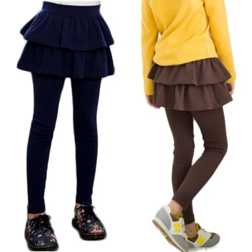 Cotton Girls Leggings Double Layer Kids Skirt-pants Spring Cake Skirt Baby Leggings For Children Legins Girl Trousers 2-10T