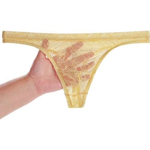 Mens Sexy Lure Briefs Underwear Lace Low-Rise See-Through Lace Tight Briefs Breathable Transparent Mens Lace Briefs