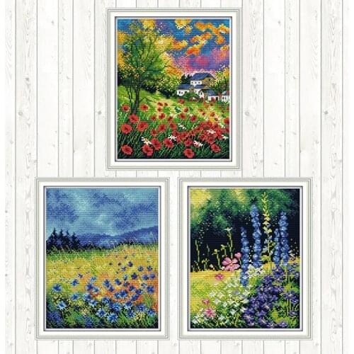 Beautiful Flowers Wall Home Decor DIY Needlework Crafts Cross Stitch Kits Cotton Thread Embroidery Needlework Sets Patterns Kits